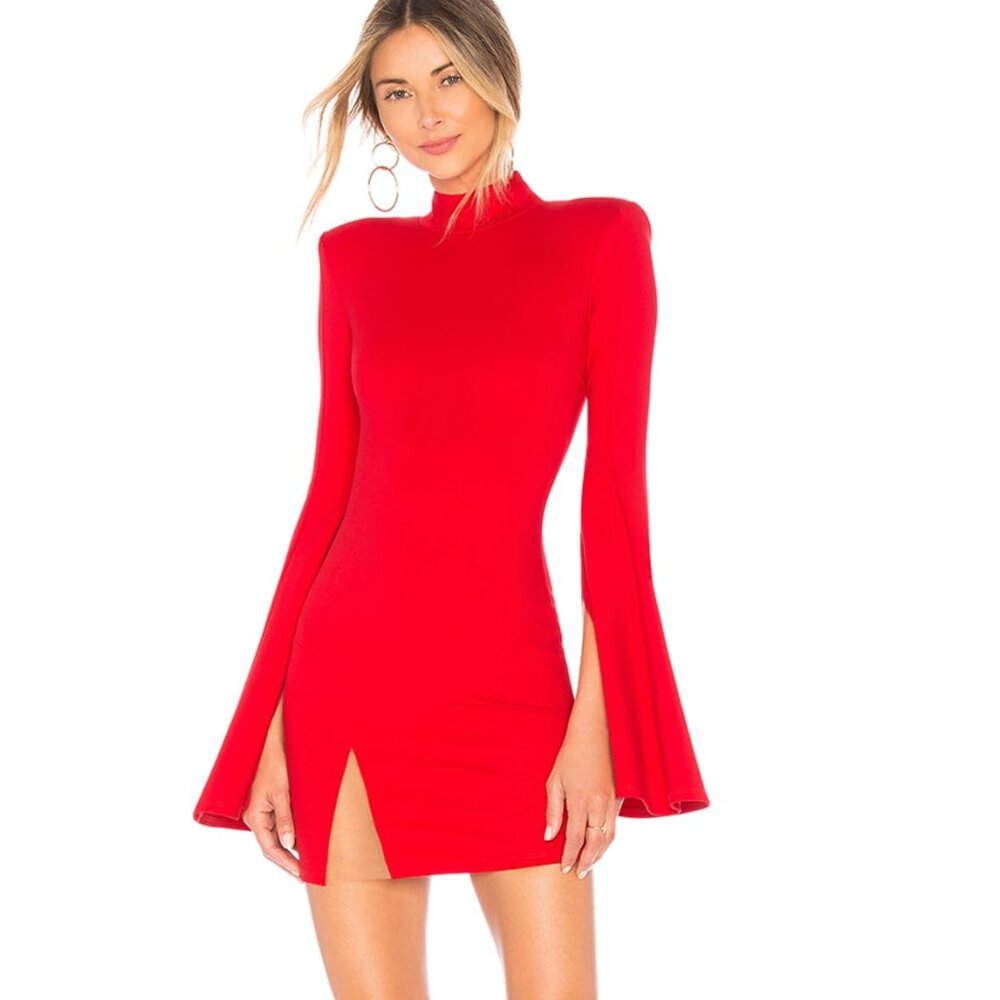 [Never Worn, Brand New] Michael Costello Long-Sleeve Mini Dress (Red)